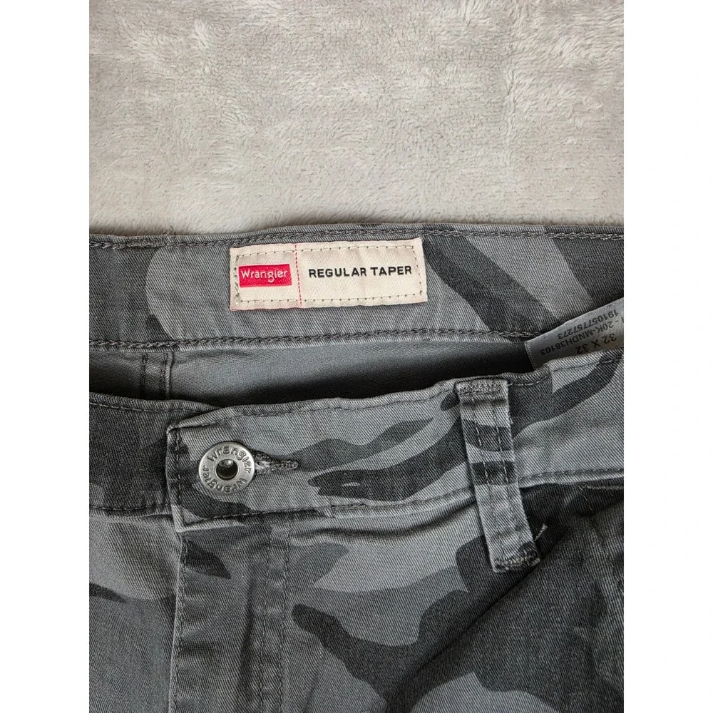 Wrangler Cargo Pants Mens 32x32 Gray Camo Regular Taper Stretch 70SYWGL